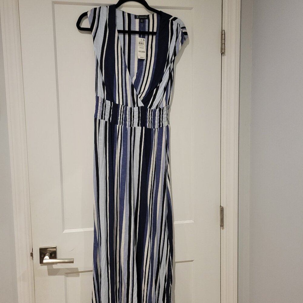 Brand New INC Blue Stripe Petite Maxi Dress M